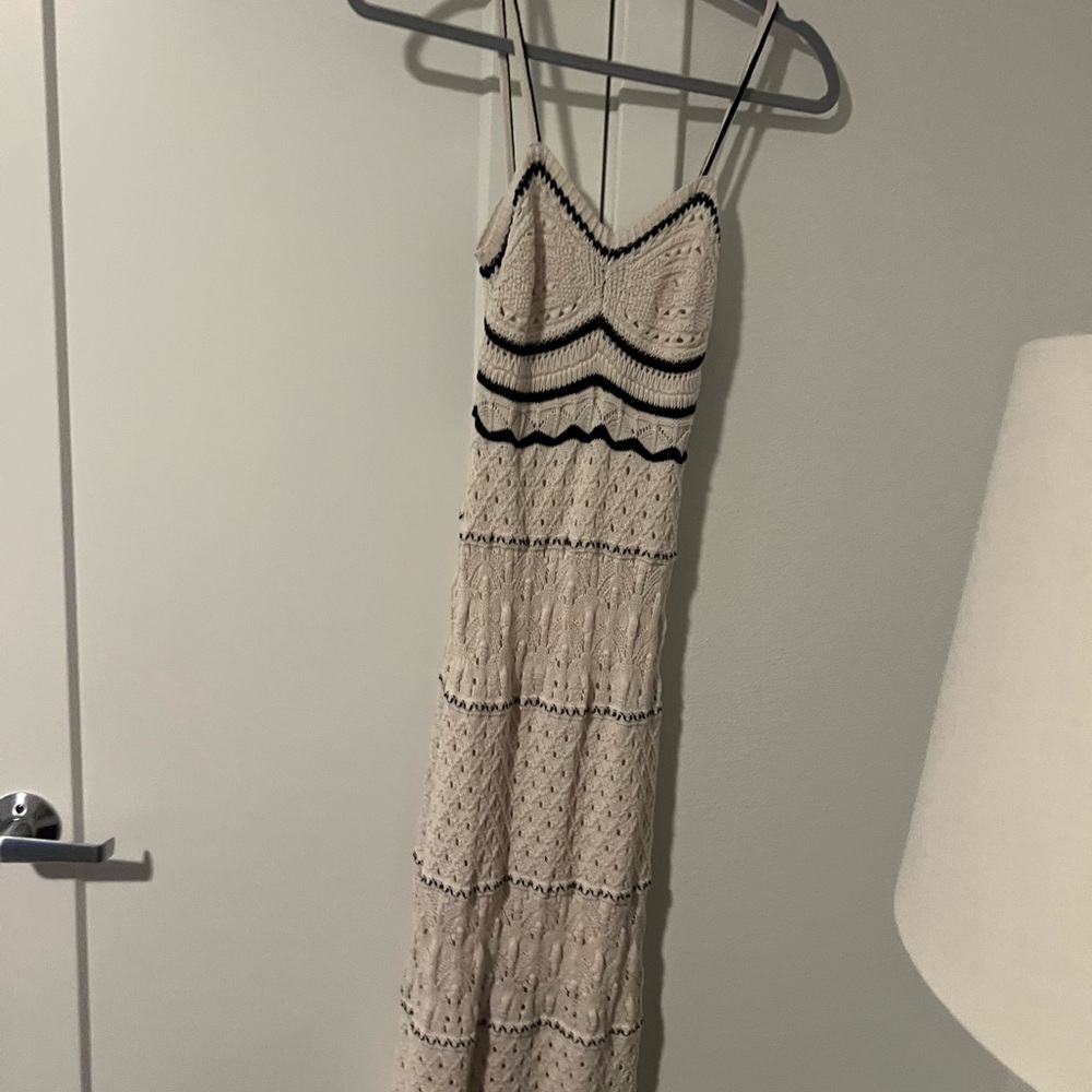 Elegant Cream and Black Lace Dress